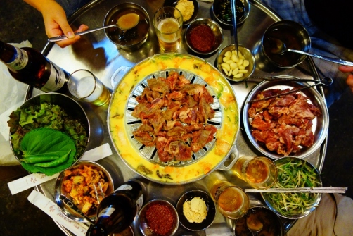 Korean BBQ grill house in Mapo district, Seoul, South Korea