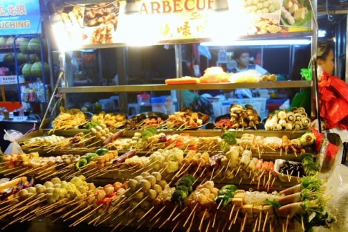 Skewered meat and seafood (Kuala Lumpur, Malaysia)
