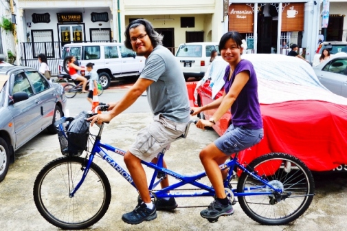 Tandem biking in George Town, Malaysia